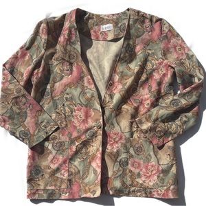 INSEPARABLES rare vintage women’s size 14 green and red brown blazer suit jacket